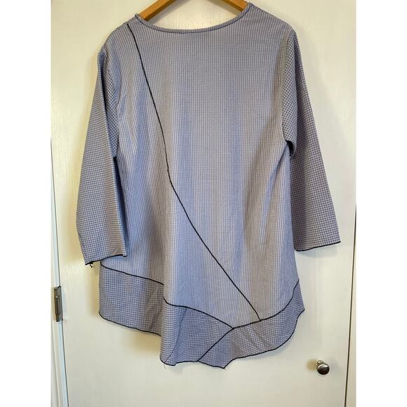 Habitat blue 3/4 sleeve tunic top lightweight asymetrical unique stretchy Size L - Picture 2 of 6